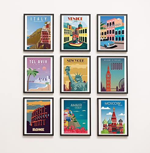 Ezposterprints - Retro World Famous City Posters - Decorative, Vintage, Retro, Grunge Travel Poster Printing - Wall Art Print For Home Office - Paris, France - 12X18 Inches #TOP4