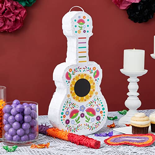 3-Piece Floral Guitar Pinata Bundle With Blindfold And Bat For Kids Birthday Party, Cinco De Mayo (17 X 10 X 3 In) #TOP2