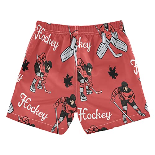 Canadian Hockey Players Boys Swim Trunks Maple Leaves Graphics Summer Toddler Beach Board Shorts Kids Swimsuit S2