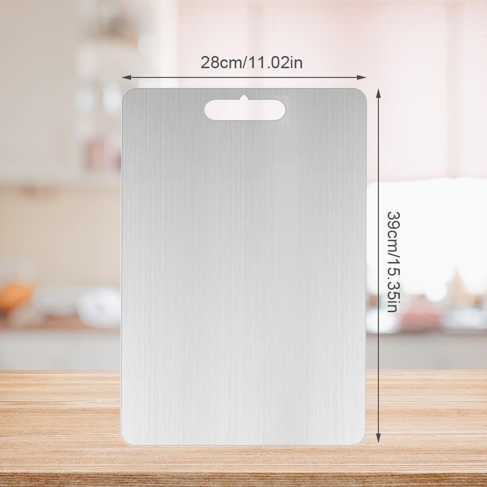 Titanium Cutting Boards for Kitchen, New Pure Cut TitanIum Cutting Boards for Kitchen Double-Sided Stainless Steel Chopping Board for Meat Fruit Vegetable (18"L x 12"W)