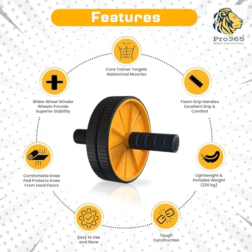 Image of PRO365 Ultimate Home Workout Combo - 4-Piece Fitness Kit with Ab Roller, Push-Up Bars, Tummy Trimmer & Toning Tube