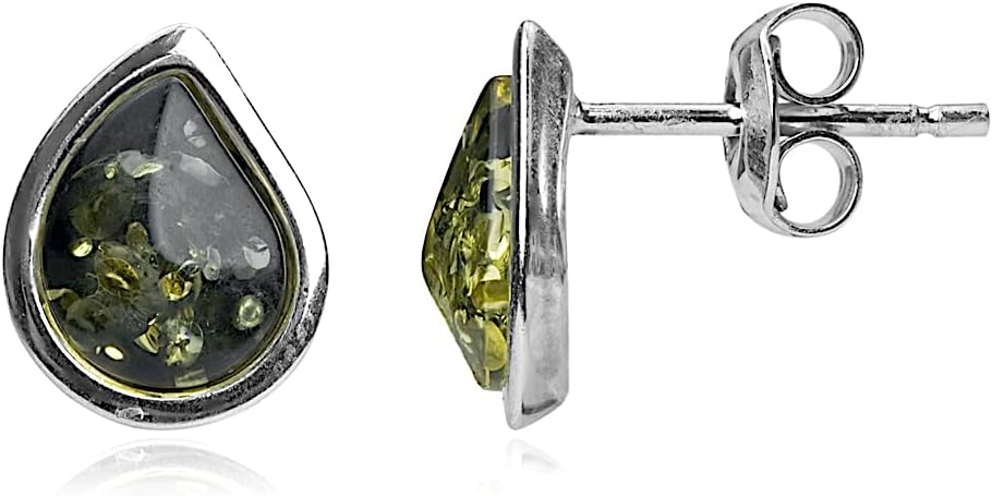 Ian and Valeri Co. Green Amber Sterling Silver Stud Earrings