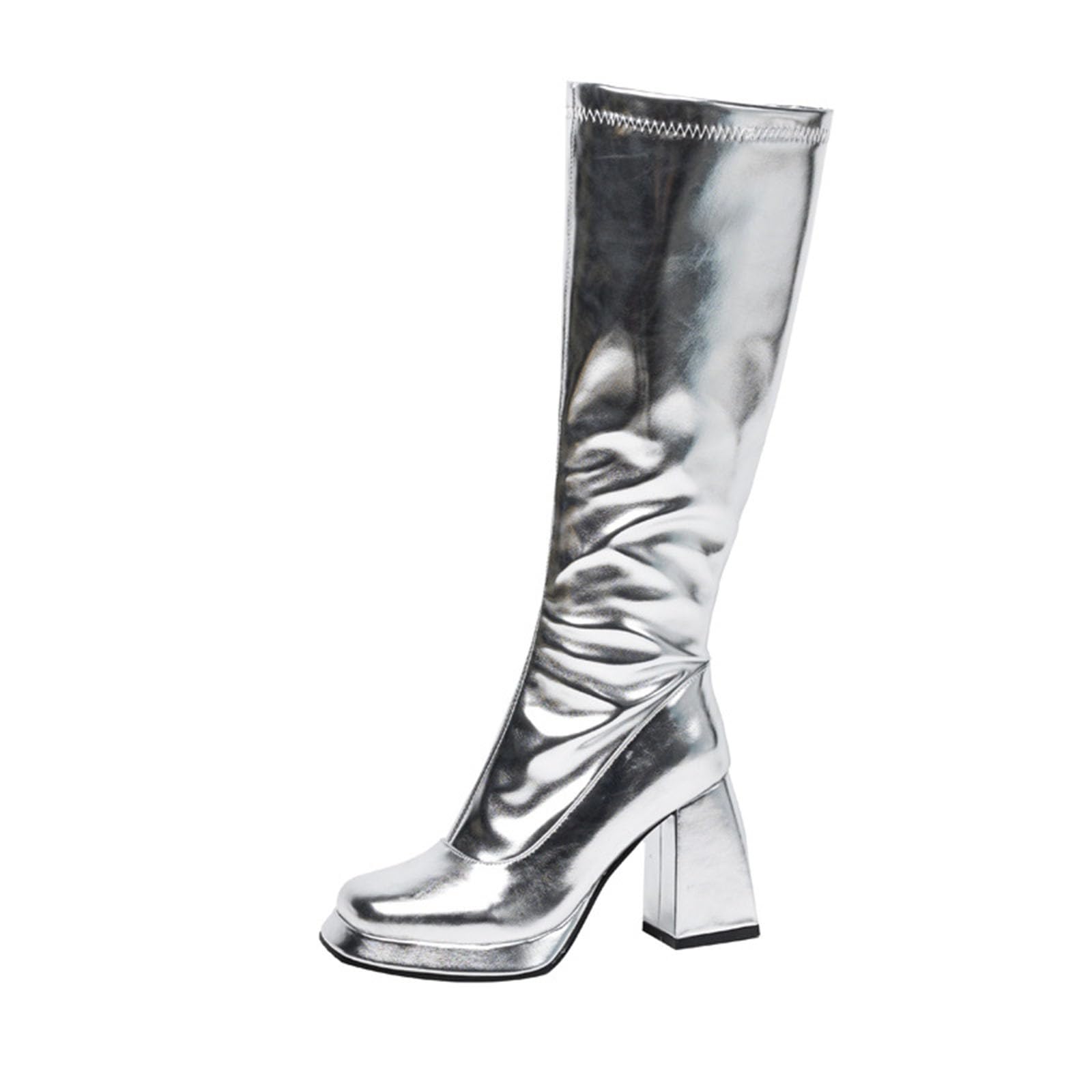 Bottes de Pluie Femme Cuir Verni Métallique Deguisement Disco Femme Couvre-chaussures Chaussures Mode et Sport pour Femmes Confort Chic Et Confortable Botte Equitation