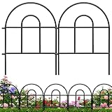 Decorative Garden Fence, 21.67ft(L) x 17in(H) Metal Fencing, 20 Pack, Black, Classic Style, Animal Barrier, Garden Border