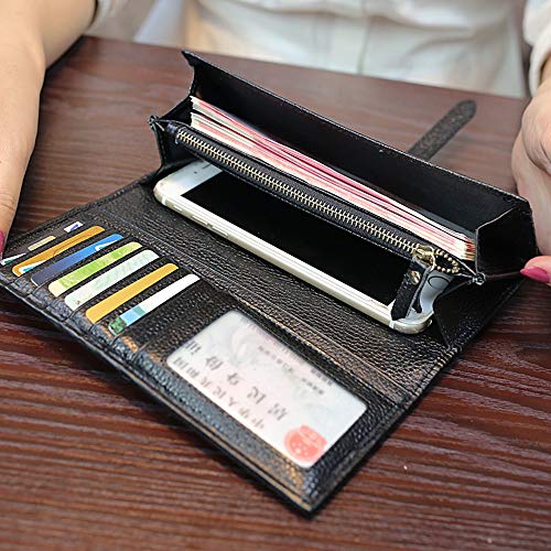 HANSOMFY 2021 New Horsehair Leather Wallet Women Long Leopard Print Coin Purse Drawstring Card Slot Large Capacity Wallets (Leopard)3