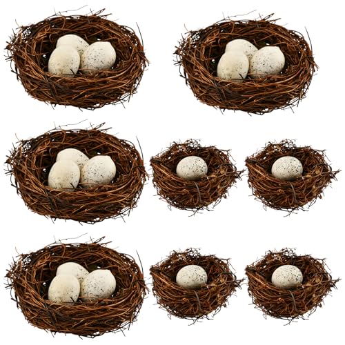 Decorative Bird Nests With Faux Eggs 24 Pcs 2 Nest Sizes For Wreaths