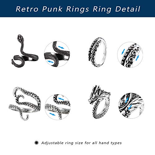Fiasaso GEJEH-RI06-1 10 Pcs Vintage Punk Rings thumb #3