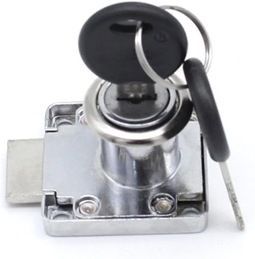 Zinc Alloy Cam Lock Replacement for Drawer Cabinet Mailbox Furniture Door Storage Cupboard Metal Security Lock with 2 Keys Silver Finish for Home Office