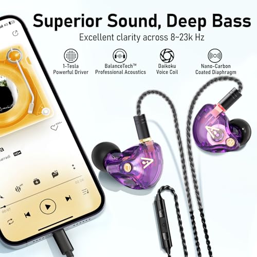 Image of Audiovance Vibes 202ML HiFi Wired Earbuds for iPhone 14 /13 /12 /11 /X, Pro Max
