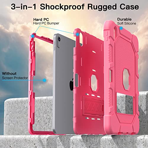 Image of Azzsy Case for iPad (A16) 11th Generation 11 Inch 2025 / iPad 10th Generation 10.9 Inch 2022, [Built-in Pencil Holder] Heavy Duty Shockproof Rugged Protective Case, Pink