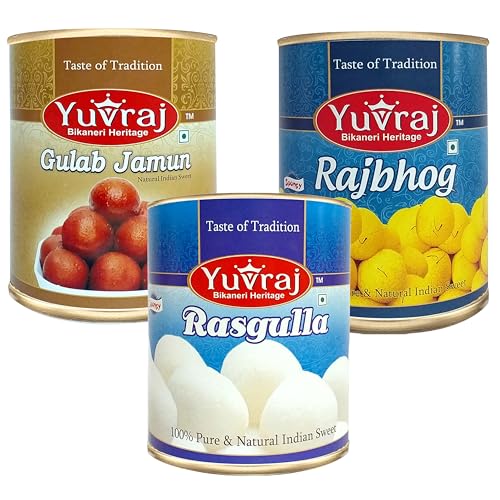 Image of Sweets Combo Rasgulla | Gulab jamun & Rajbhog pack of 3 (1 kg x 3)