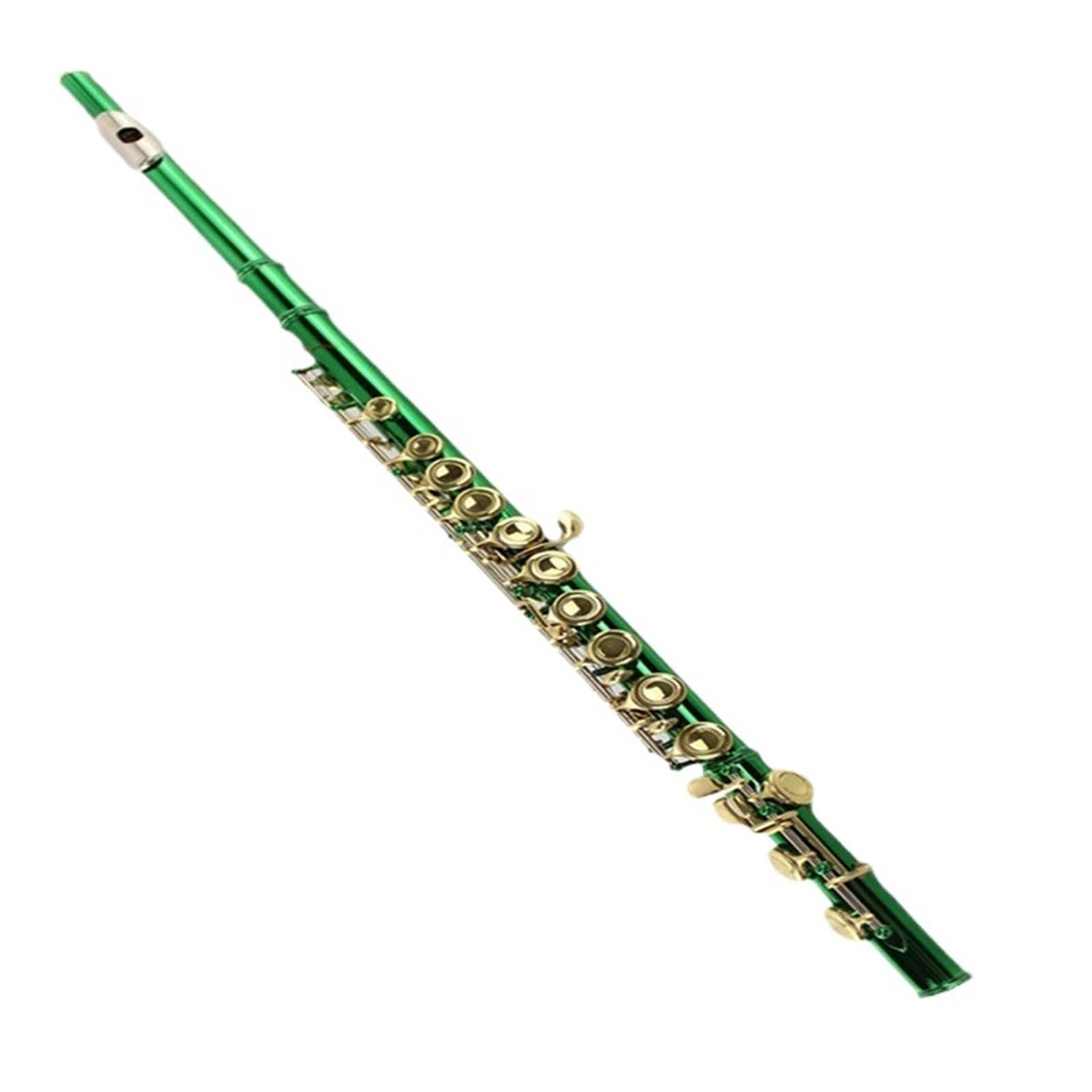 Flauta Flauta de cuerpo verde con llave C y orificio cerrado de 16 agujeros cola B y llave E
