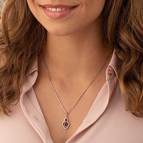 PEORA Amethyst and Citrine Pendant Necklace 925 Sterling Silver, Genuine Gemstone, Double Pear Shape 0.75 Carats total with 18 inch Chain, Real Purple Amethyst Necklace, For Gifts & Everyday Wear - Image 3