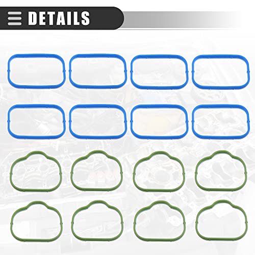 Image of Motoforti Gasket Intake Manifold Gaskets, for Cherokee Challenger 2011-2019, Rubber, 5184331AC 5281824AA 5184562AC, Green Blue, 1 Set