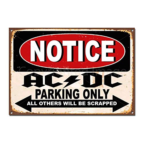 Keviewly ACDC Parking Only Plaque murale vintage en fer pour bar, café, garage, maison, cadeau d'anniversaire, mariage