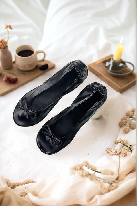 Women's Foldable Ballet Flats Portable Slip-On Shoes for Wedding, Travel, Work & Driving2