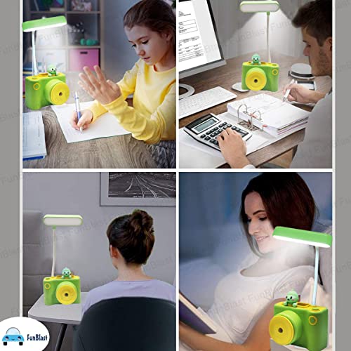 Image of FunBlast Rechargeable Desk Table Lamp- 3 in 1 Study Desk LED Lamp with Eraser, Sharpener and Pen Holder, Electric Table Lamp, Adjustable Study Desk Lamp for Study Room, Home /Office (Dino)