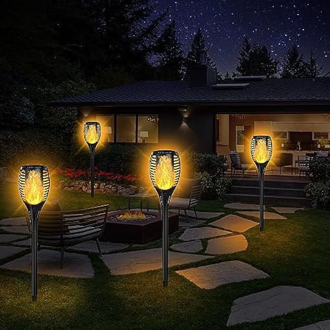 Solar Lights Solar Torch Lights Solar Garden Lights 4 Pack