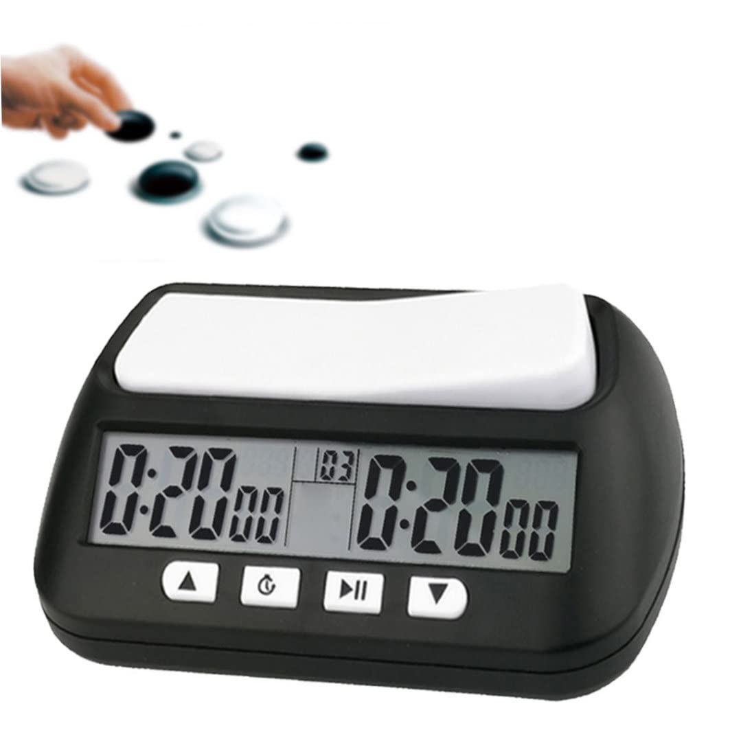 Reloj de ajedrez Cuenta atrás Digital Funciona con Pilas Función de Memoria multimodo Temporizador Almohadilla a Prueba de Golpes Relojes electrónicos para ajedrez Weiqi Chino, sin batería