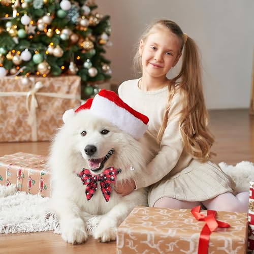 Kesote Hundehalsband Katze Halsband Hund Weihnachtshalsband Groß Hunde Hundeschleife Einstellbar Schleife Rot Weihnachten Geschenk Welpen (L)