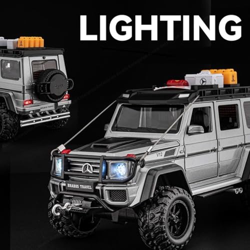 Image of 1:24 Scale Big Brabus G550 4X4 Metal Diecast Car for Kids with Openable Doors, Sound, Light Effects, Pullback Function, Black