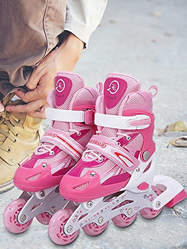 sillervan Patins em linha ajustáveis para crianças, patins em linha para meninas e meninos, patins e
