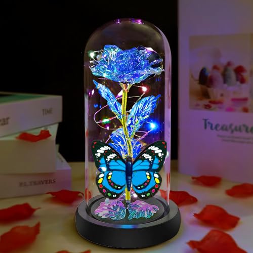 Fvawe Birthday Gifts for Women,Rose Glass Flower Gifts Mom Sister Christmas