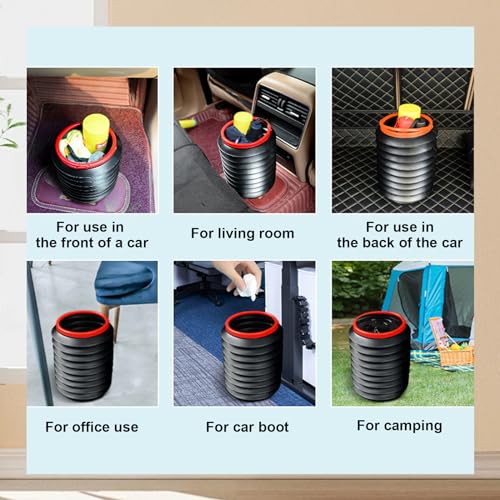 Image of 4L Collapsible Car Trash Can Small Car Trash Bin Pack of 5 Portable Travel Trash Can Car Garbage Can Cup Holder with 2PCS Vehicle Hook for Car Accessories Home Office Camping