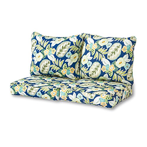 Greendale Home Fashions Deep Seat Loveseat Cushion Set in Marlow Blue Floral