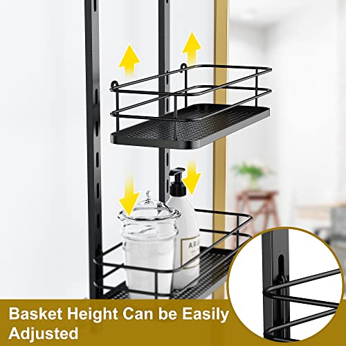 Thideewiz 5 Tier Over The Shower Door Caddy, Adjustable Rustproof Shower Organizer, Black Hanging Shower Storage For Inside Shower #TOP3