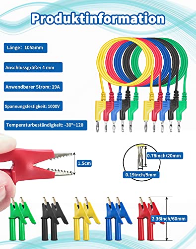 5 cavi di misurazione multimetri con 10 morsetti a...