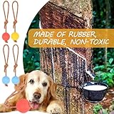 4 Stück Ball mit Schnur Hund, ø 5/30 cm Wurfball am Seil Naturkautschuk, Hundespielzeug Ball mit Seil extrem Weite Würfe, Hundeball Snackball, Hundebälle Kleine Hunde, Große Hunde (Rot Gelb Blau)