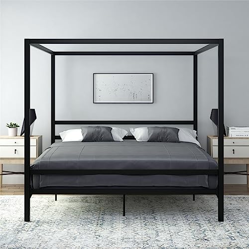 Dhp 4578049 Modern Metal Canopy Platform Bed With Minimalist Headboard And Four Poster Design thumb #1