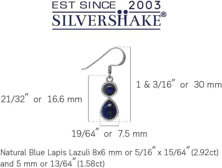 Silvershake Natural Blue Lapis Lazuli White Gold Plated 925 Sterling Silver Dangle Hook Drop Earrings