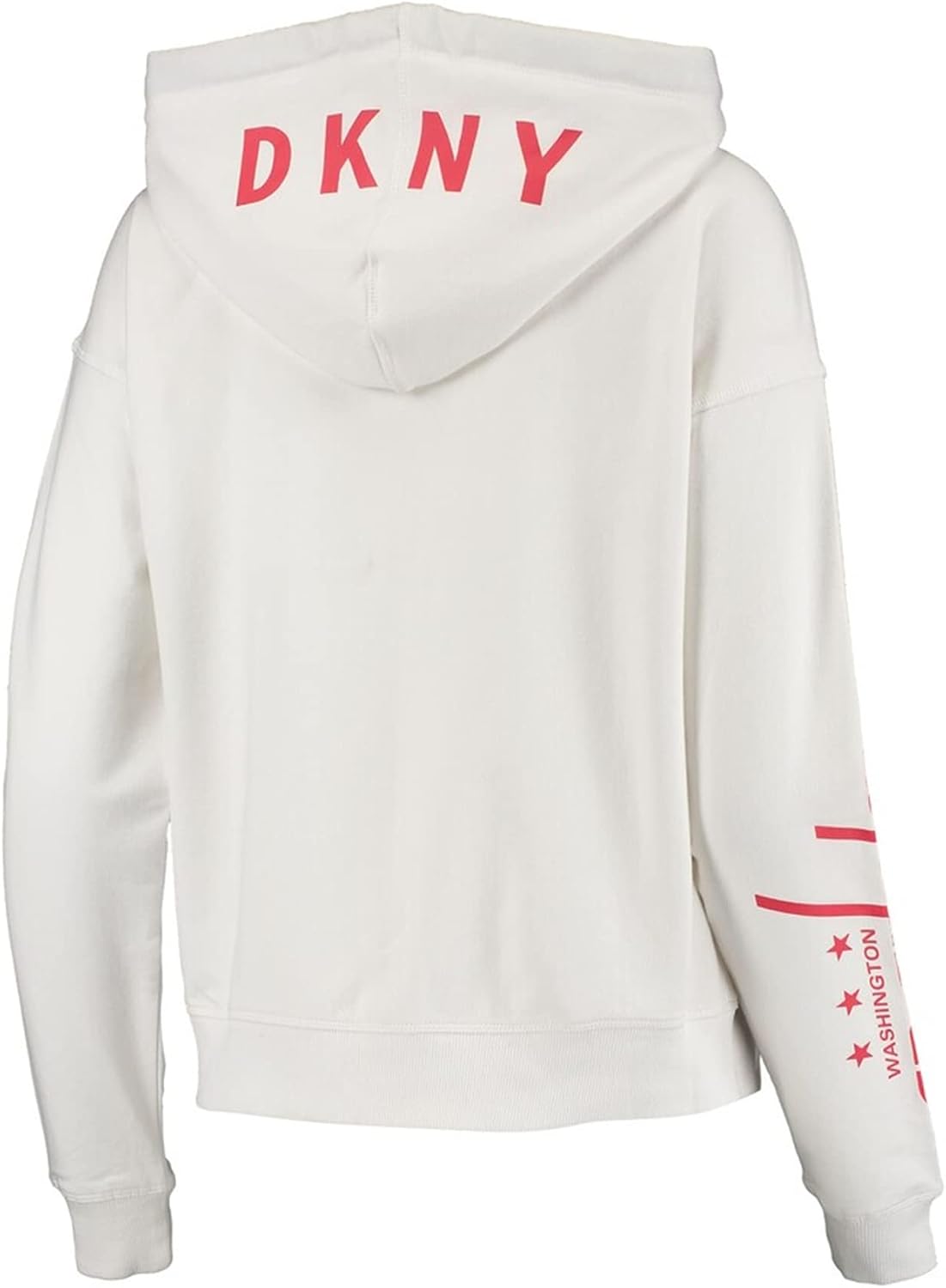 DKNY Womens Hoodie Sweatshirt, White, Large