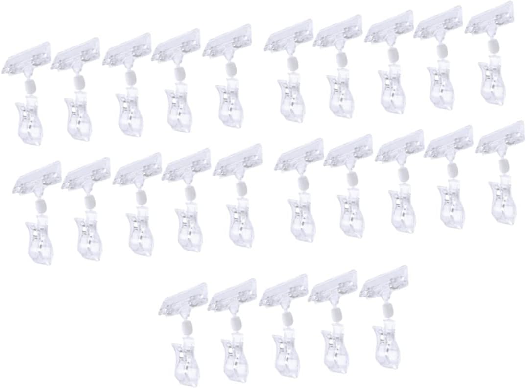 25pcs Transparent Double Clamp Rack Clip for Retail Displays Smooth Crystal Clip for Supermarkets and Shops Easy to Use Shelf Holder