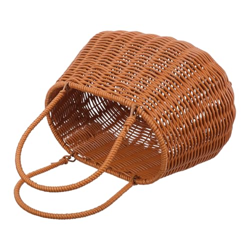 SOIMISS Panier Tressé en Imitation Rotin avec Poignée Panier de Pique-niques Ovale Grosse Capacité Léger et Portable pour Pique-niques Jardin et Marché