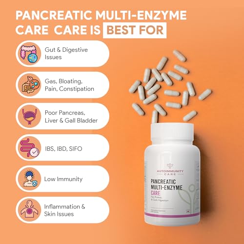 Image of Autoimmunity Care Pancreatic Multi-Enzyme Care | High-Potency Digestive Enzymes & Pancreatin Capsules | Pancreas Supplements, Liver & Gallbladder Support | Gut Health & Digestion Support | 60 Caps (60 doses)