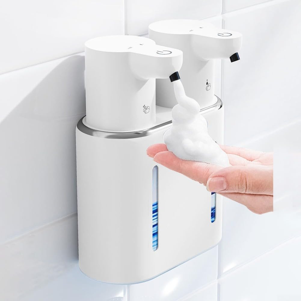 Automatischer Induktions-Seifenspender, 800 ml, Doppelkopf, elektrischer Schaumspender mit intelligentem Sensor und Wandmontage oder Tischmontage, für Badezimmer, Küche (B)