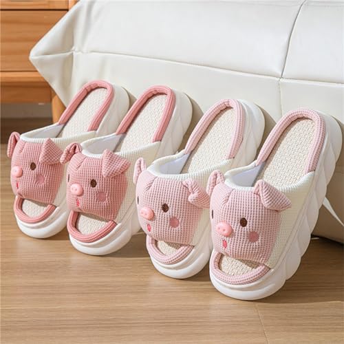 Cute Rabbit Lace Slippers, Animal Linen Slippers for Summer, Couple's Home Shoes2