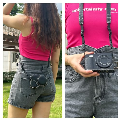 Funda para cámara Lumix ZS99 de piel sintética negra miniatura 6