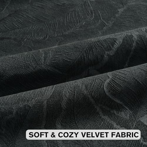 Image of FUTEI Pack of 2 Velvet Throw Pillow Covers 26x26 Inch Soft Embossed Leaf-Relief Textured Decorative Euro Pillow Shams Modern Natural Farmhouse Accent for Couch Bed Living Room, Black