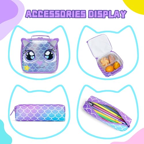 Image of Backpacks for Girls School Bag Cute Girls Backpacks Ages 8-10 with Lunch Box Kids Bookbag Set Travel Backpack for Preschool Kindergarten Elementary Students Backpack to School Supplies