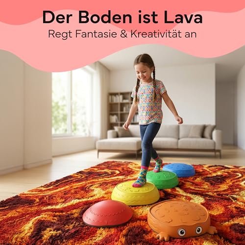 NEOLYMP Balanciersteine Kinder 5er Set – Stapelsteine ab 2 Jahre rutschfeste Trittsteine Indoor Outdoor, Motorik Spielzeug für Balance & Koordination (Balanciersteine Kinder 5er Set)
