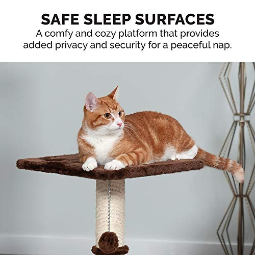 Image of Furhaven 22.5 inch Tall Cat Tree for Indoor Cats, Ft. Sisal Scratching Post, Plush Ball Toy, & Busy Box Toy - Tiger Tough Scratching Post Interactive Playground - Brown, One Size