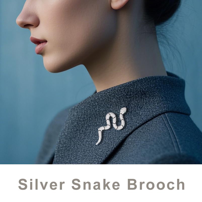 Image of Gold Snake Brooches Pins for Women Men Statement Snake Enamel Lapel Pins Crystal Rhinestone Accessories Powerful Animal Insect Clothing Coat Jacket Lapel Jewelry Gifts