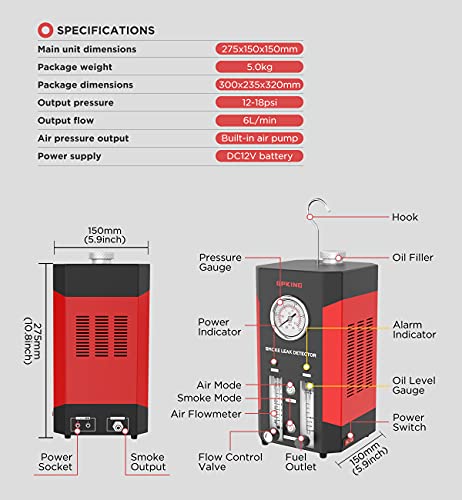 Evap Smoke Leak Detector Locator,Dual Modes Vacuum Leak Tester, Diagnostic Fuel Pipe Leak Tester With Flow Meter For 12V Cars, Motorcycles, Snowmobiles, Atv, Light Trucks, Boats #TOP3