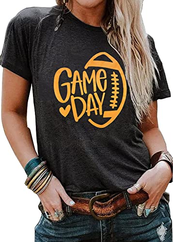 Game Day Football Shirt Women Football Season Tshirt Short Sleeve Sunday Graphic Tee Tops2