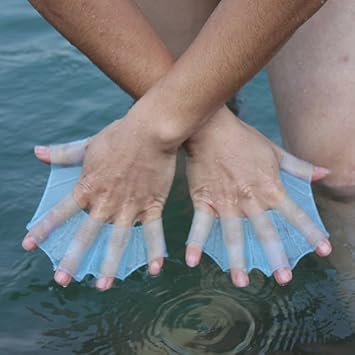 Baost 1Pair Silicone Webbed Swimming Gloves Swimming Finger Webbed Gloves Flippers Fins Paddle Frog Hand Swimmers Web Training Paddles Swim Webbed Gloves for Kids Women Men