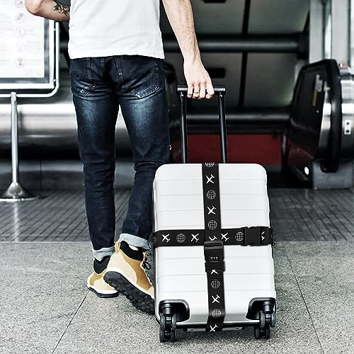 Pasy do walizka, 2 sztuki, regulowany pasek z zamkiem szyfrowym i tabliczką adresową, paski krzyżowe, akcesoria podróżne, pas bagażowy
